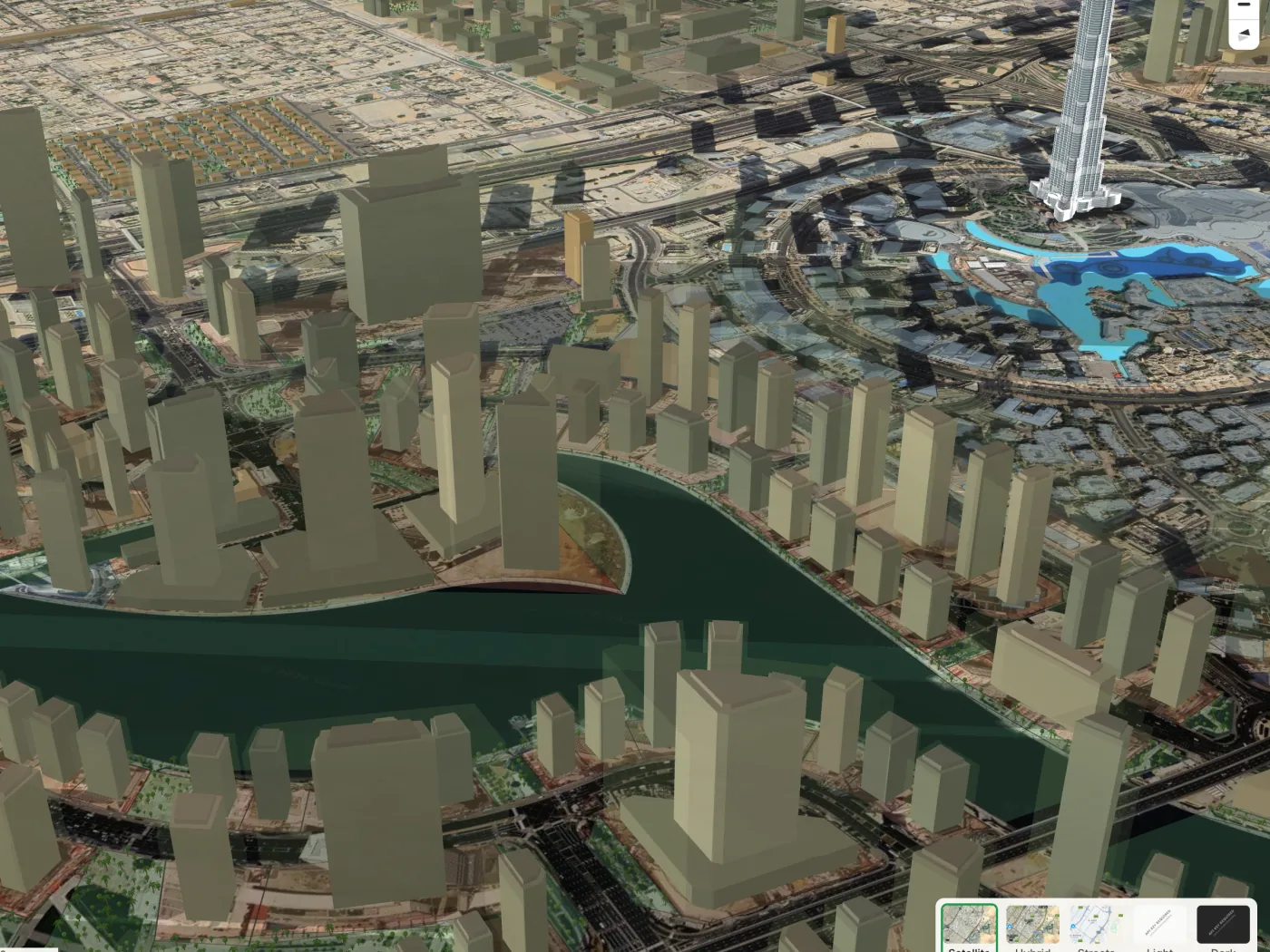 Business Bay in 3D: typical massing for each plot inside its translucent legal envelope